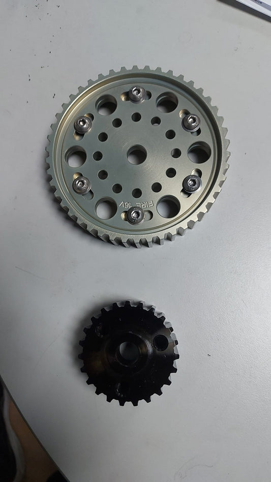 KIT PULEGGIA DISTRIBUZIONE REGOLABILE+ALBERO MOTORE IN ACCIAIO image 1