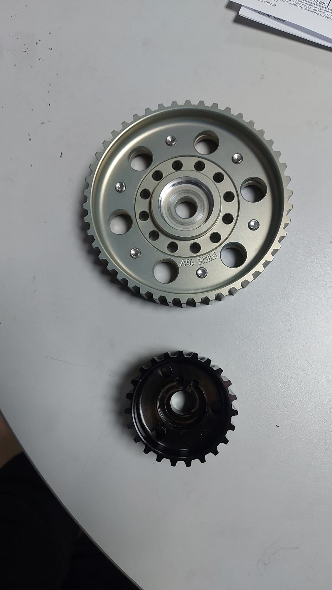 KIT PULEGGIA DISTRIBUZIONE REGOLABILE+ALBERO MOTORE IN ACCIAIO image 0